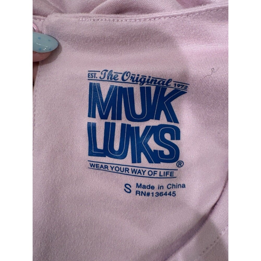 NWT Women’s Pink Muk Luks Jumpsuit Travel Comfy Loungewear Size S Soft Cozy Cute - Picture 2 of 5